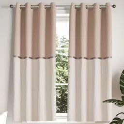 Home Centre Elrene Whimsy Beige & Cream Colored 2 Pieces Colourblocked Window Curtains-image-96