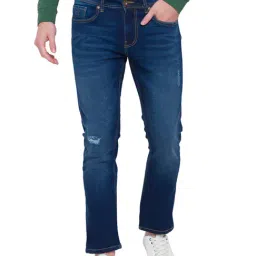 Being Human Blue Cotton Slim Fit Distressed Jeans-image-94