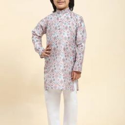 Pro-Ethic Style Developer Kids Pink & White Printed Full Sleeves Kurta with Pyjamas-picture-43