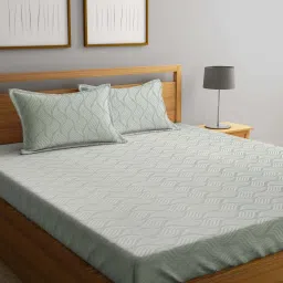 Klotthe Grey Cotton Blend 300 TC Elastic Bed Sheet With 2 Pillow Covers image 1