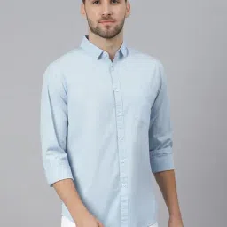 Dennis Lingo Blue Cotton Slim Fit Shirt-picture-13