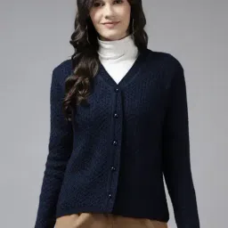 Cayman Navy Wool Self Design Cardigan-picture-16