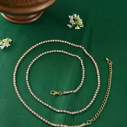 ToniQ Gold Fusion Two Tone Silver & Golden Delicate Kundan Waistband-image-14