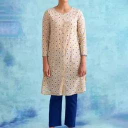 Folksong By W Beige Cotton Printed Straight Kurta-picture-25