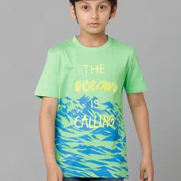Under Fourteen Only Kids Green Printed T-Shirt image 1