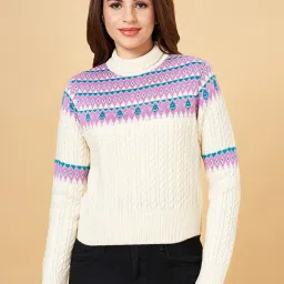 People by Pantaloons Off-White Jacquard Pattern Sweater image 1
