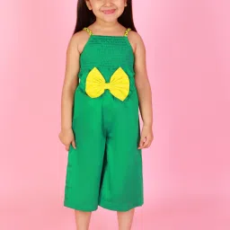 Lil Drama Kids Green Solid Jumpsuit image 1
