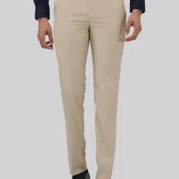 Raymond Beige Slim Fit Checks Trousers-picture-30