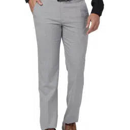 Park Avenue Grey Regular Fit Texture Trousers image 1