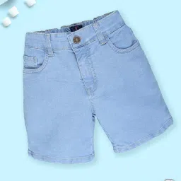 Kiddopanti Boys Light Blue Denim Regular Fit Shorts image 1