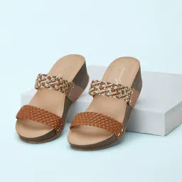 Forever Glam by Pantaloons Women's Tan Casual Wedges image 1