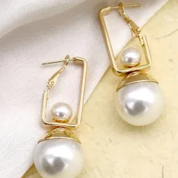 Joker & Witch Golden & White New Arrivals Gia Pearl Drop Earrings image 1