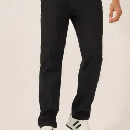 Styli Black Cotton Regular Fit Solid Jeans image 1