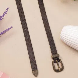 Aditi Wasan Brown Textured Leather Casual Belt For Women image 1