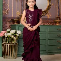 Aarika Girls Maroon Embroidered Lehenga Choli Set image 1