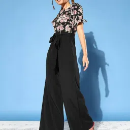 Miss Chase Black Floral Print Jumpsuit image 1