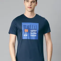 ALCIS Navy Slim Fit Anti Static Printed Sports T-Shirt image 1