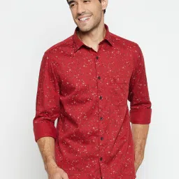 Cantabil Brick Red Cotton Regular Fit Printed Shirt image 1