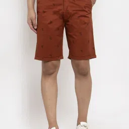 Cantabil Maroon Cotton Regular Fit Printed Shorts image 1