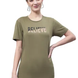 Vimal Jonney Olive Cotton Graphic Print T-Shirt image 1