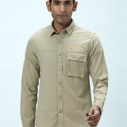 People by Pantaloons Olive Cotton Slim Fit Printed Shirt image 1