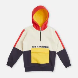 Pepe Jeans Kids Navy & White Color Block Full Sleeves Sweatshirt image 1
