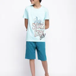 Lil Tomatoes Kids Blue Printed T-Shirt with Shorts image 1