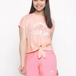 Lil Tomatoes Kids Pink Printed T-Shirt with Shorts image 1