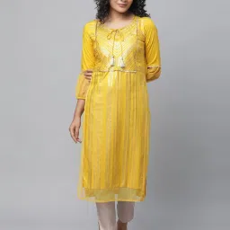 Aurelia Yellow Embellished Straight Kurta image 1