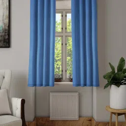 @home Visto Blue Polyester 5 Ft Window Curtain - Set of 2 image 1