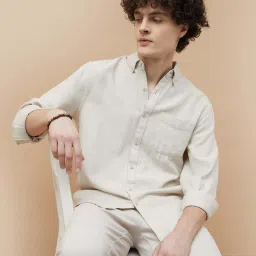 Fame Forever By Lifestyle Beige Cotton Regular Fit Shirts image 1