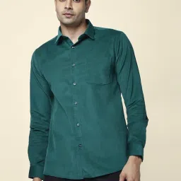 Byford by Pantaloons Teal Cotton Slim Fit Shirt image 1