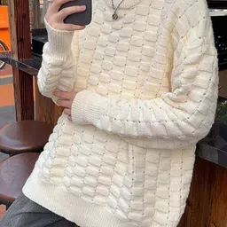 StyleCast x Revolte Cable Knit Round Neck Acrylic Longline Pullover image 4