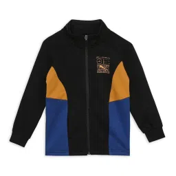 Puma Kids one8 Black & Blue Cotton Color Block Full Sleeves Jacket image 1