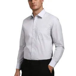 Louis Philippe White Cotton Regular Fit Self Pattern Shirt image 3
