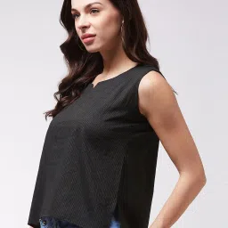 Inweave Black Cotton Printed Top image 3