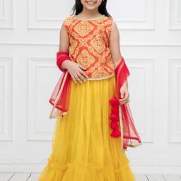 NEUDIS Kids Yellow & Red Printed Lehenga Cholis-picture-22