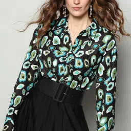 Vero Moda Black & Blue Printed Shirt image 1