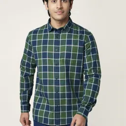 YU by Pantaloons Green Cotton Slim Fit Checks Shirt image 1