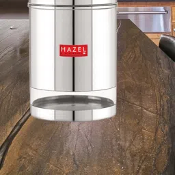 HAZEL Transparent Stainless Steel Kitchen Storage Jar (3000 ml) - Set of 1 image 1