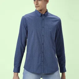People by Pantaloons Navy Slim Fit Printed Shirt image 1