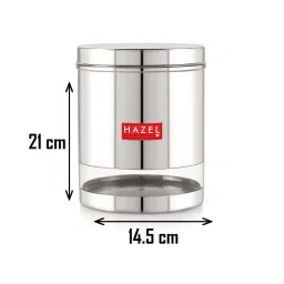 HAZEL Transparent Stainless Steel Kitchen Storage Jar (3000 ml) - Set of 1 image 2