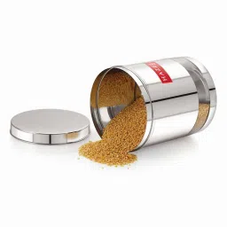 HAZEL Transparent Stainless Steel Kitchen Storage Jar (3000 ml) - Set of 1 image 5