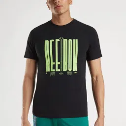 Reebok Black Slim Fit Printed T-Shirt image 1