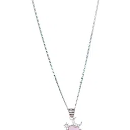 Taraash 925 Sterling Silver Combo Of Pink Cloud,moon & Star Pendant With Chain For Women image 1