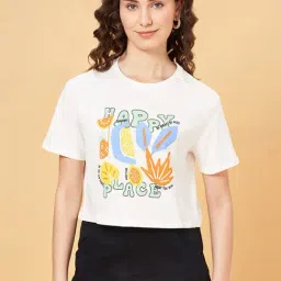 People by Pantaloons White Cotton Printed T-Shirt-image-95