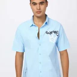 Bewakoof Light Blue Youth Gang Graphic Printed Relaxed Fit Shirt-image-16