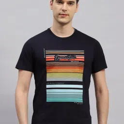 Monte Carlo Navy Blue Regular Fit Printed T-Shirt image 1