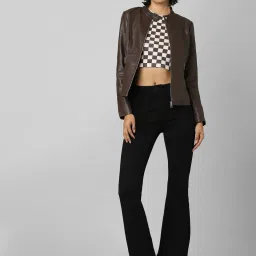 Only Brown Regular Fit Biker Jacket image 4