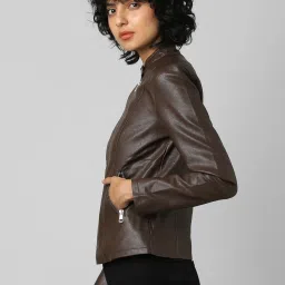 Only Brown Regular Fit Biker Jacket image 3